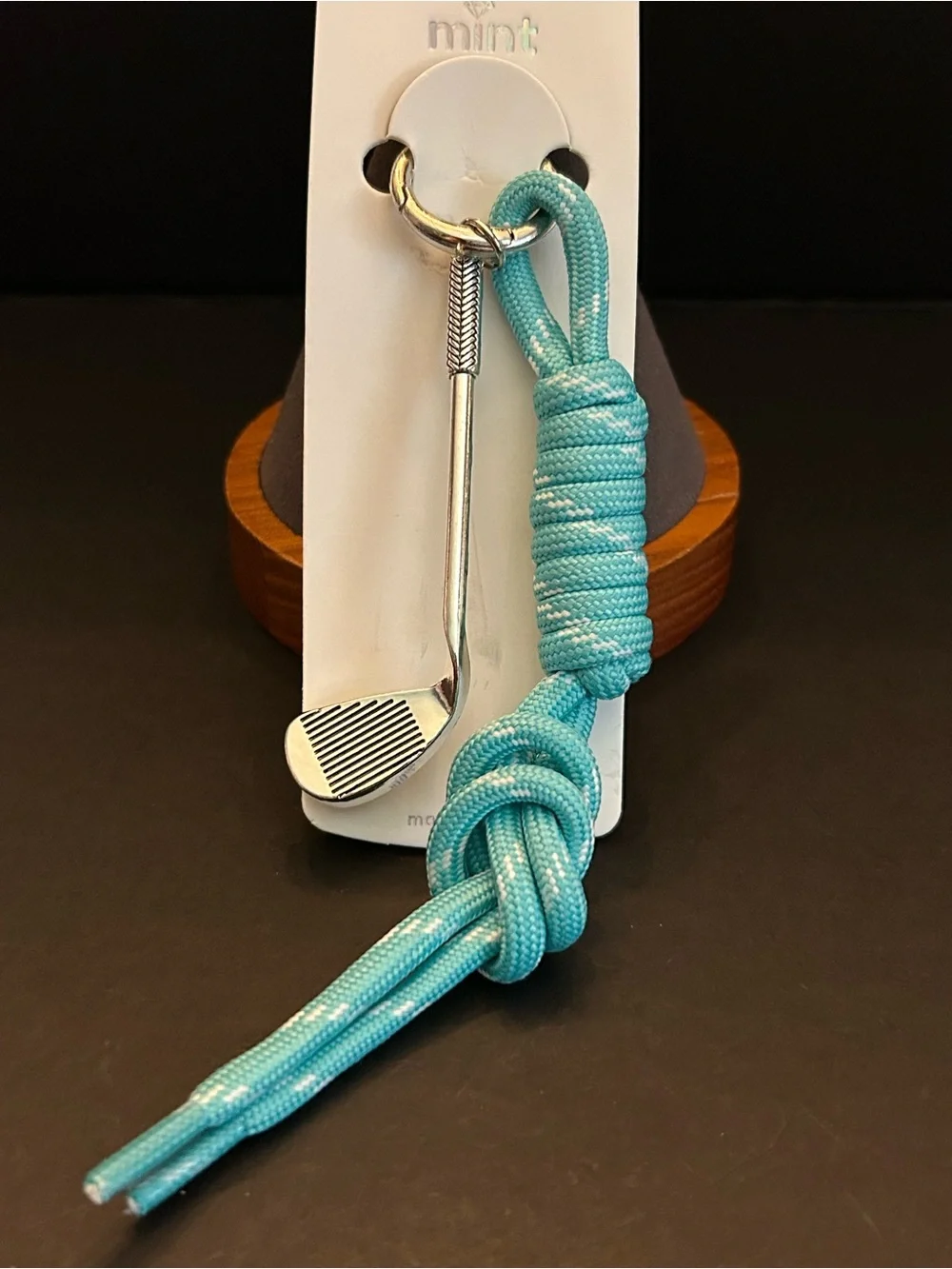 Mint Assorted Color Silver Golf Club Bag Charm Keychain w/Braided Cord